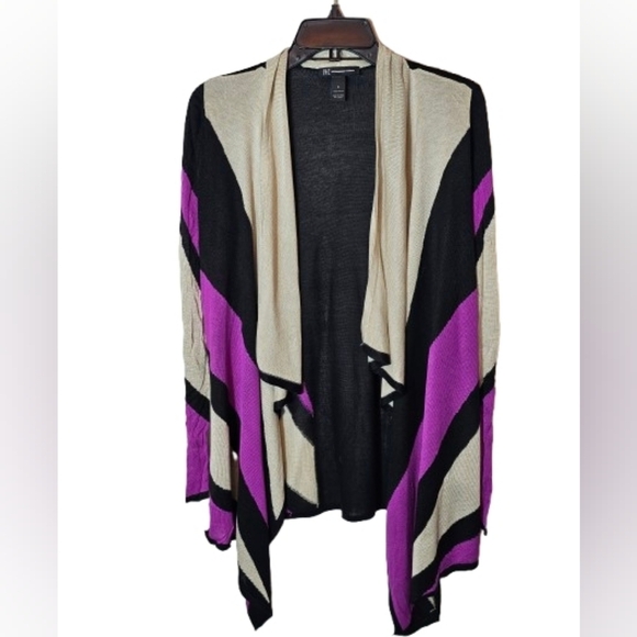 INC International Concepts Sweaters - INC International Concepts Stylish Black and Purple Women's Cardigan Size Small